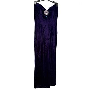Eugene Alexander deep purple velvet‎ strapless jeweled gown